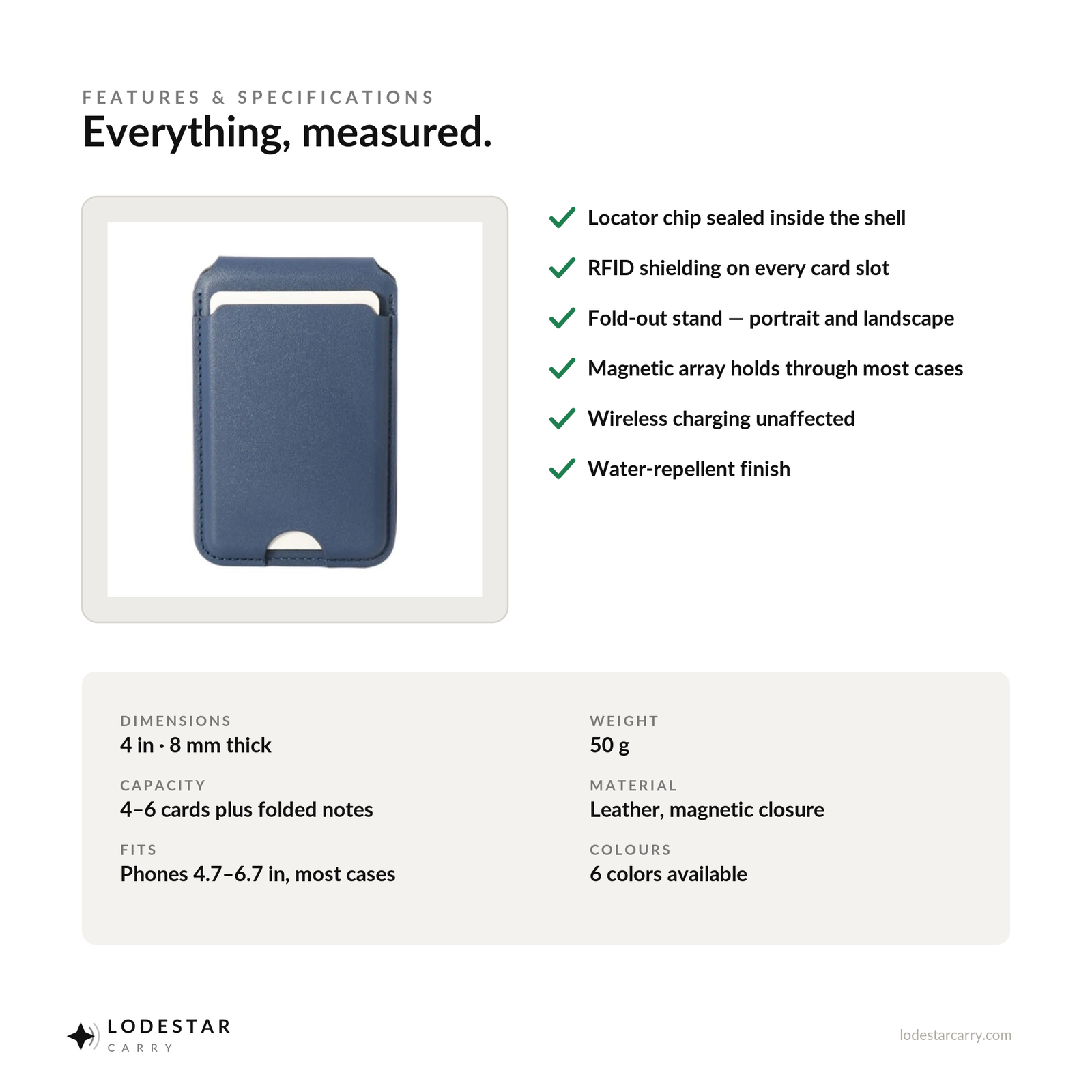 LODESTAR Tracker Wallet — Magnetic Card Holder & Phone Stand
