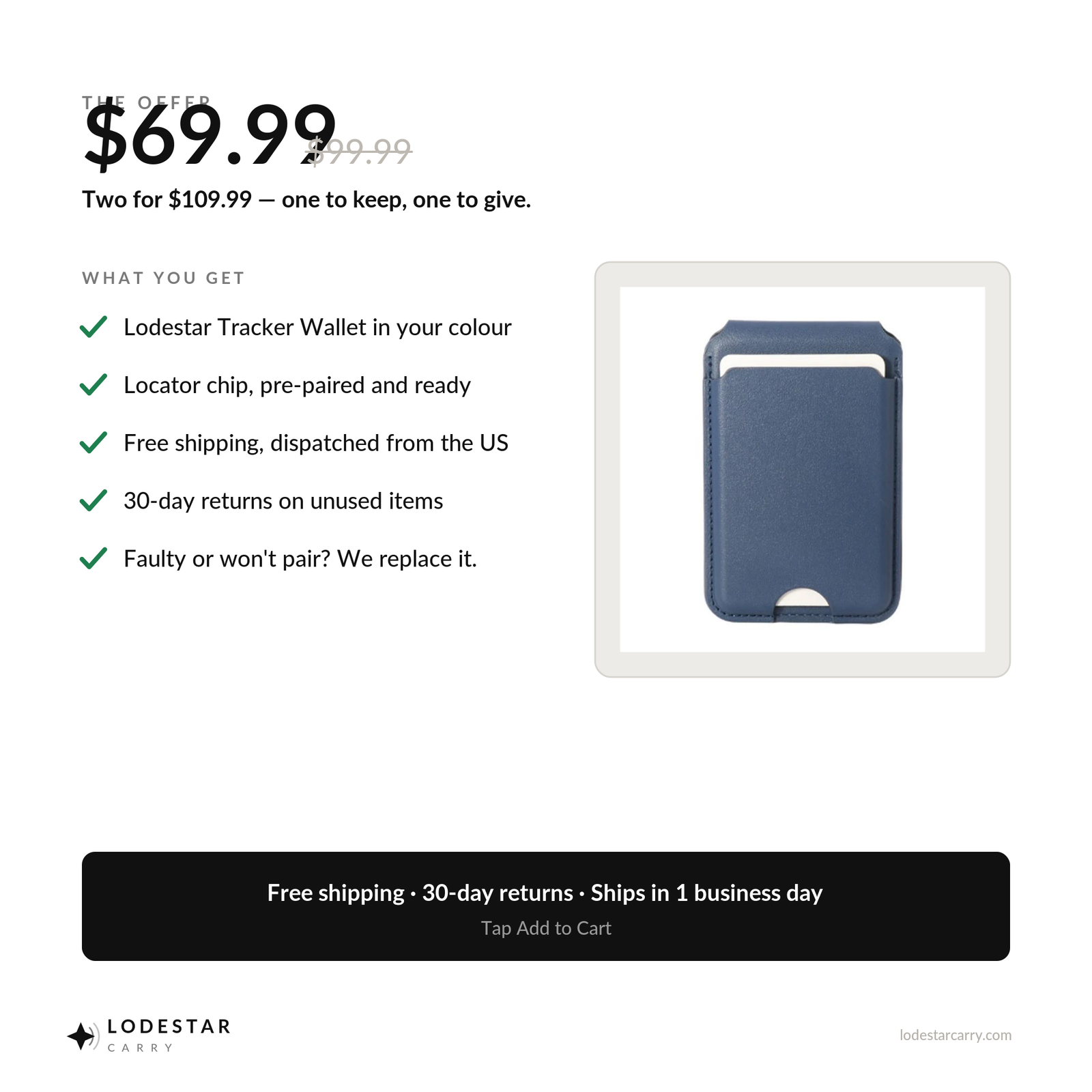 LODESTAR Tracker Wallet — Magnetic Card Holder & Phone Stand